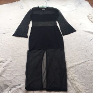 Black knit and mesh dress
